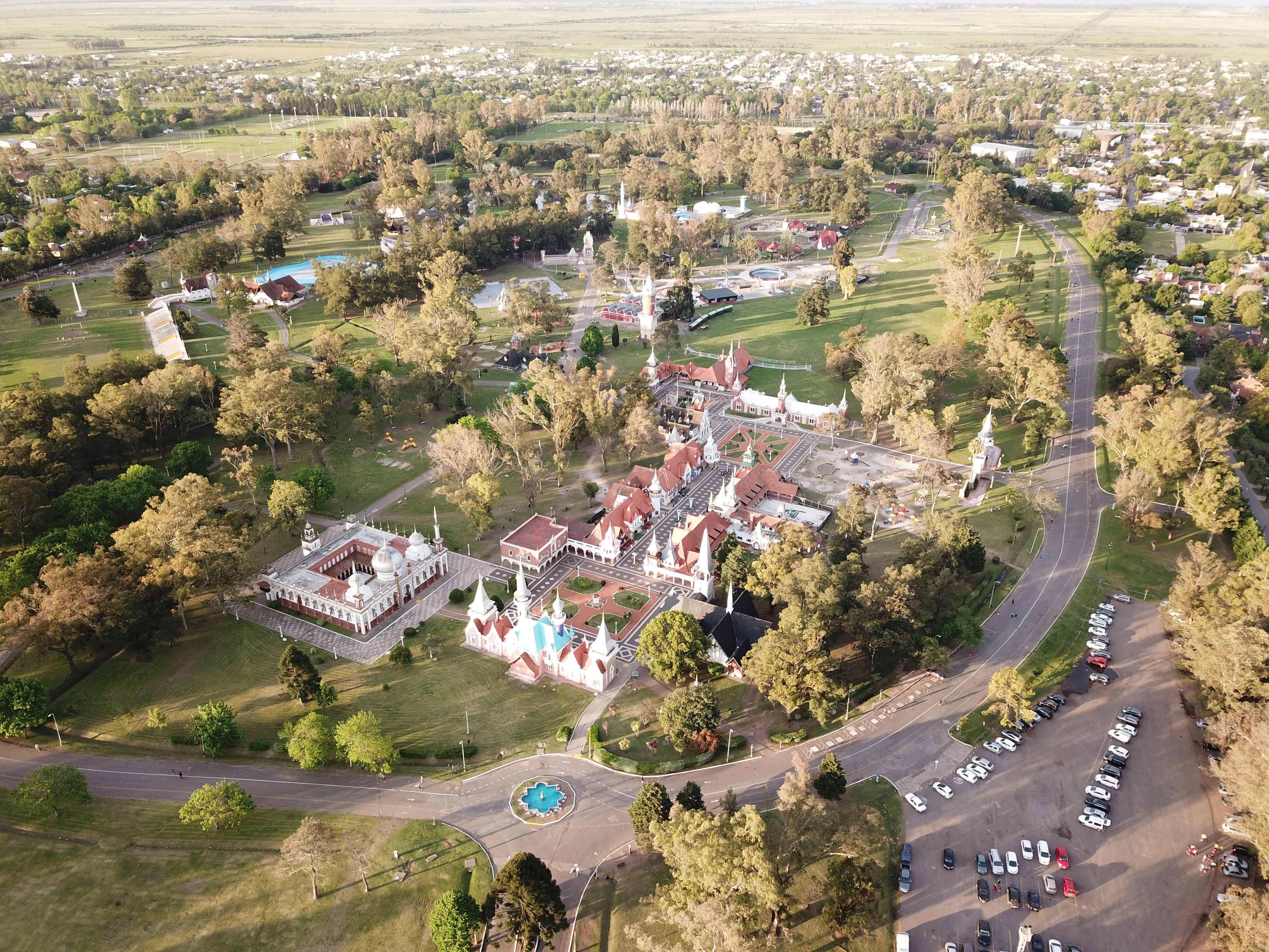 República de los Niños from the air — the theme park outside La Plata where the Mavic crash happened. Magical from above. Tree-heavy on the ground.